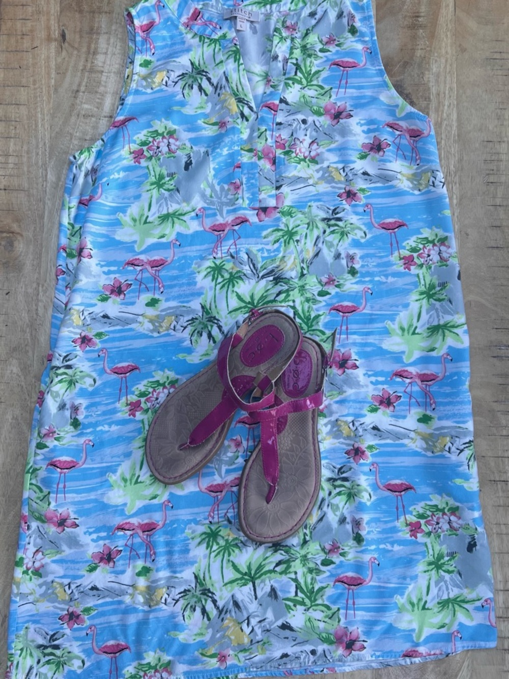 Tropical Flamingo Sleeveless Shift Dress